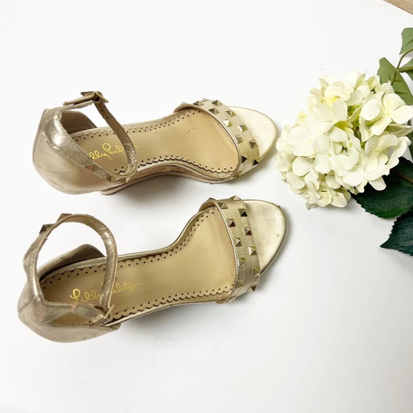 Lily Pulitzer Women's Gold Wedge Sandals - Picture 2 of 10